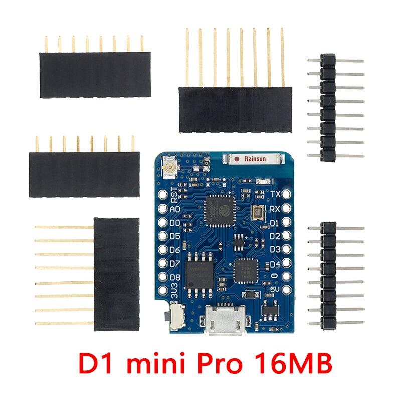 Wemos d1 mini pro 4m 16m bytes external antenna connector nodemcu based esp8266 esp-8266ex cp2102 wifi development board micro