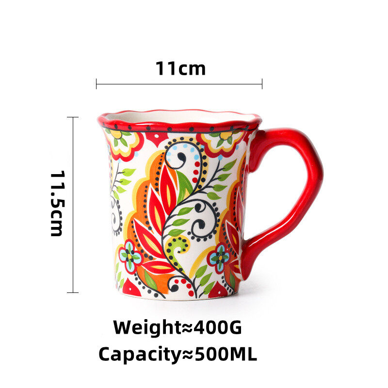 Omk red luca series 500ml ceramic mug coffee cup