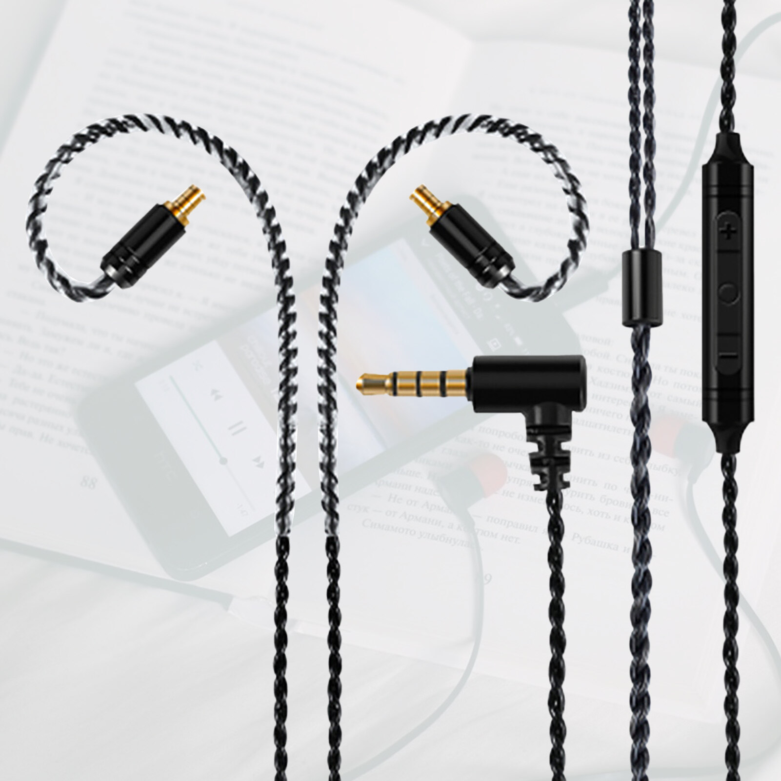 Baicai Cáp Tai Nghe Nhà Bếp Cáp Âm Thanh Tai Nghe 3.5Mm Độ Bền Cao Chuyên Nghiệp Thay Thế Bằng Mic Cho Shure SE215/Cho Sennheiser IE80S/Cho Audio-Technica A2DC/LS70/IM50/IM04 Tai Nghe Âm Thanh Rắn