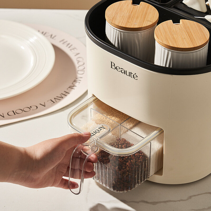Multi-functional kitchen storage rack, chopstick barrel, spice box, seasoning jar, kitchen large capacity rotating knife holder