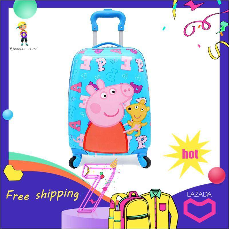 New Cute Cartoon Kids Luggage 18 Inch Travel Cardan Wheel Suitcase Small Children Pull Rod Box Student 4 Wheels Waterproof Explosion-proof ABS plastic for 2 to 4 year olds Luggage for Girls