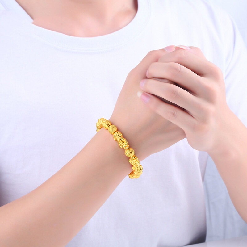 Fengshui Prosperity Gold Bracelet Natural Bead Men's Bracelet Pi Xiu Attract Wealth Health And Good Luck