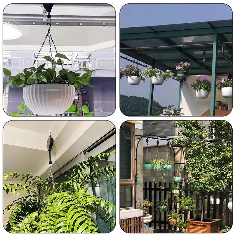 Lifting and Telescopic Flower Basket Hook Retractable Hook Hanging Pull Down Plant Basket Adjustable Hangers for Gardening Flower Pots Plant