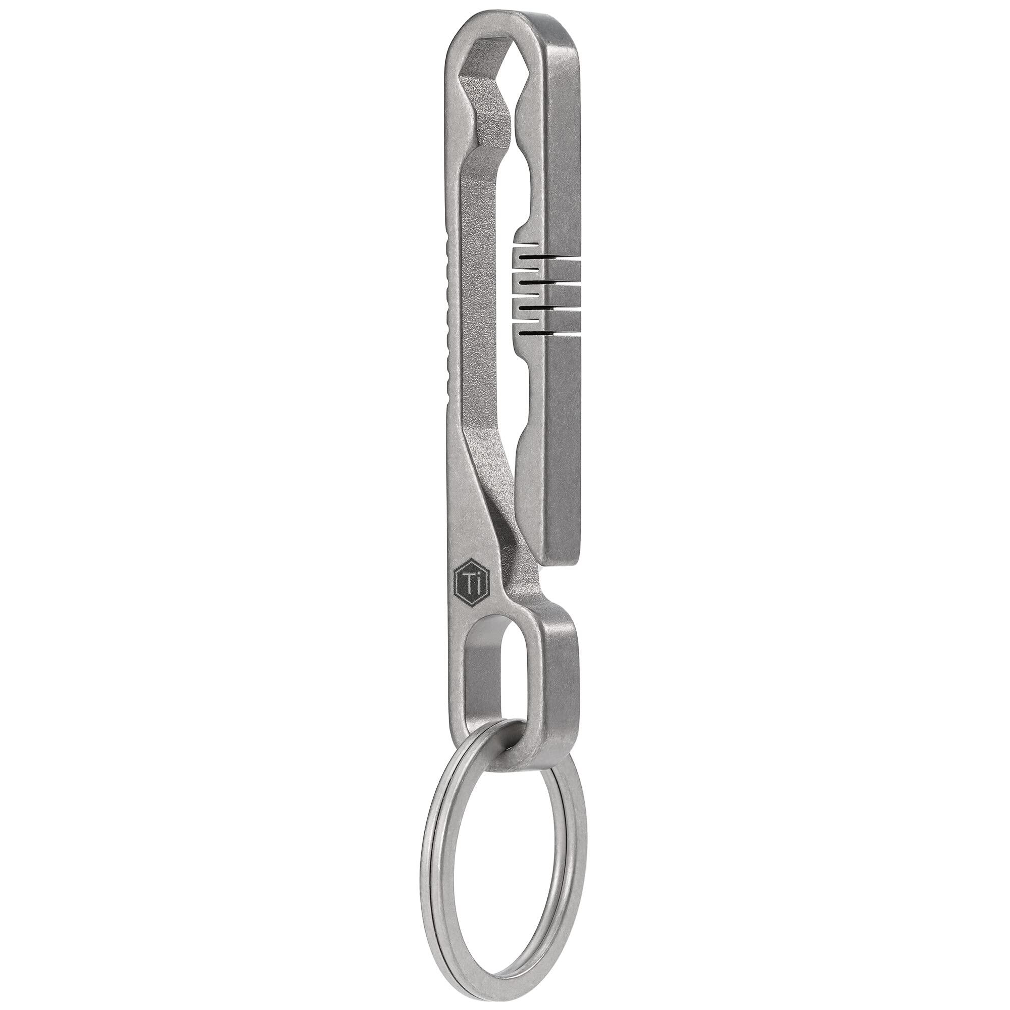 KeyUnity KM07 Titanium Keychain Pocket Clip with Hex Bit Driver, 2 in 1 Key Ring Holder for Belt for Men & Women