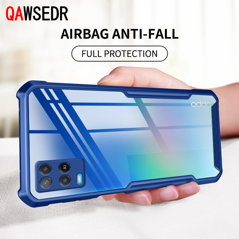 QAWSEDR Case for OPPO A54 4G Anti-Fall Shockproof Transparent Back Casing TPU Soft Cover