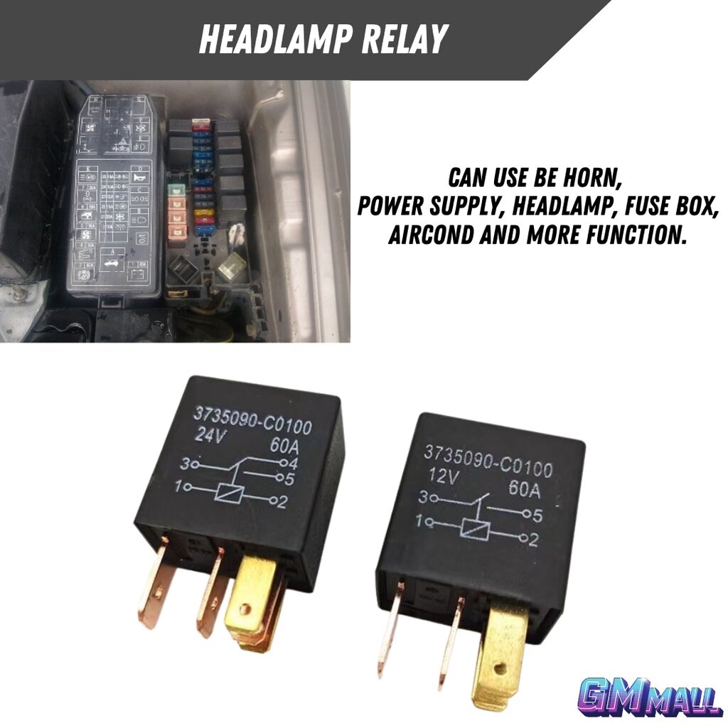 4Pin Headlight Relay Headlamp Relay Aircond Relay Waja Wira Myvi Kancil
