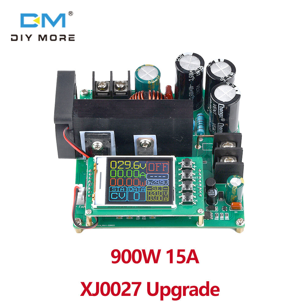 Diymore dc boost converter cnc 9v~60v to 10v~120v 15a 900w adjustable voltage regulator module with cooling fan