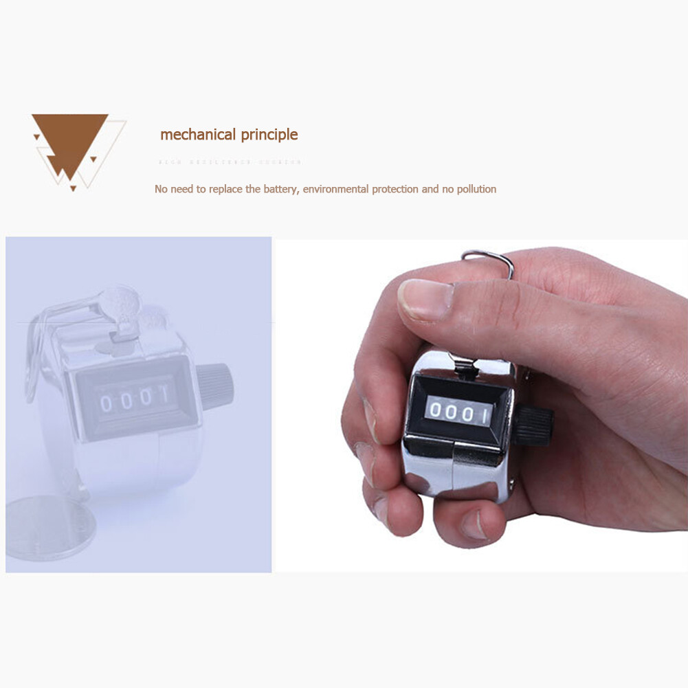 Metal Digital Clicker Counter Handheld 4-Digit Manual Hand Tally Counters