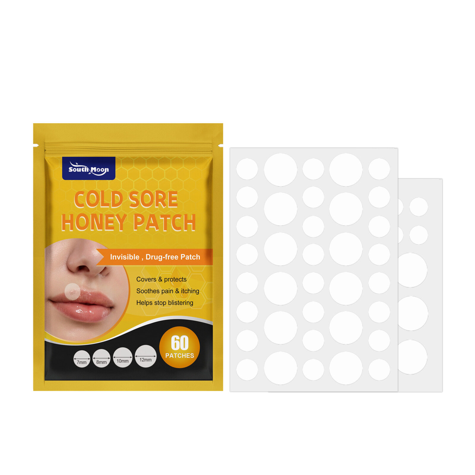 South Moon Cold Sore Honey Patch Cold Sore Lip Patch Mouth Canker Sores Cheilitis Treatment Lip