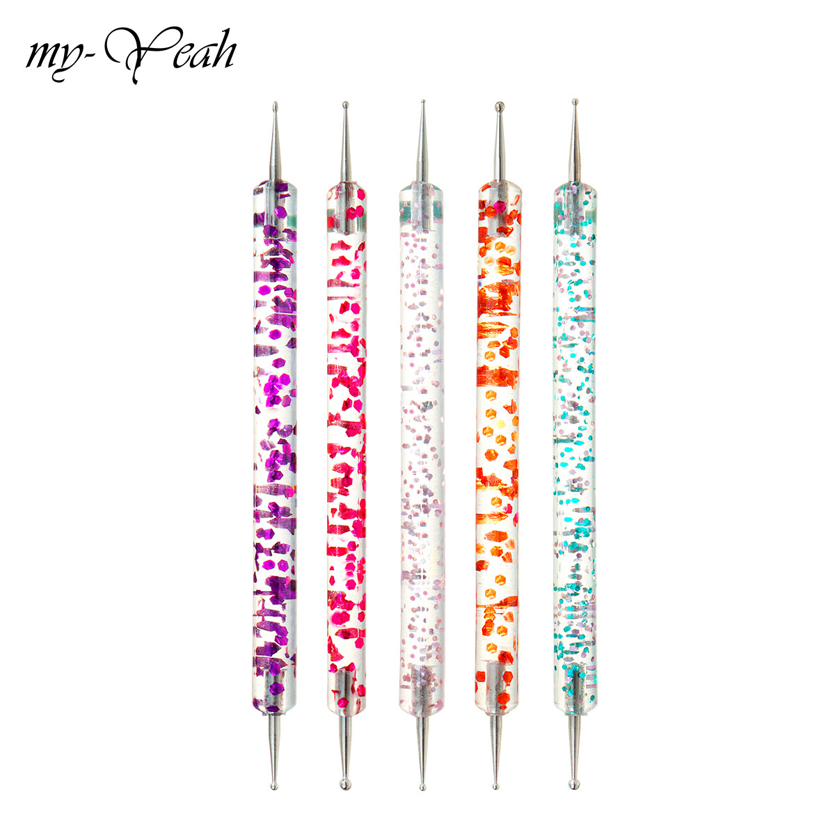 Myyeah 5 Cái/bộ Kép Cấp Nghệ Thuật Móng Tay Rhinetstone Hạt Bút Vẽ Chấm, Tay Cầm Kim Sa Dụng Cụ Làm Móng Nghệ Thuật Trang Trí Móng Tay