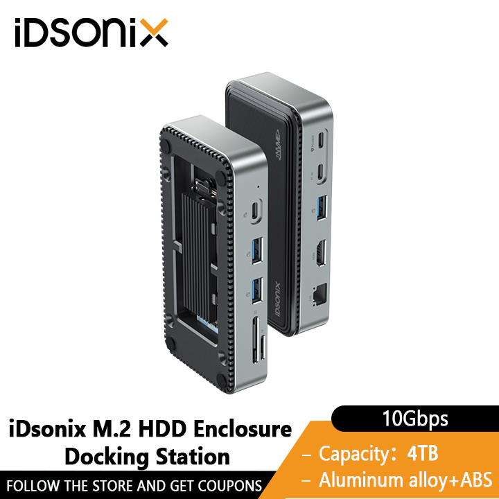 Idsonix iDsonix 10Gbps M.2 NVMe/SATA Dual Protocol SSD Dock USB 3.2 Gen2 Type C ...