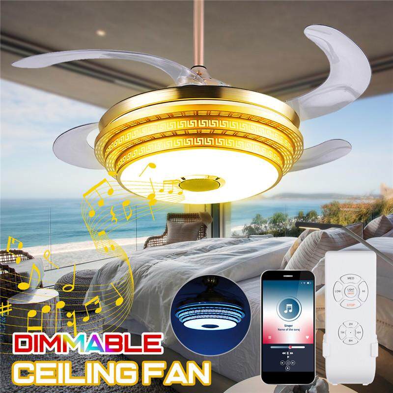Modern Dimmable Ceiling Fan Rgb 108 Led Light Bluetooth Music
