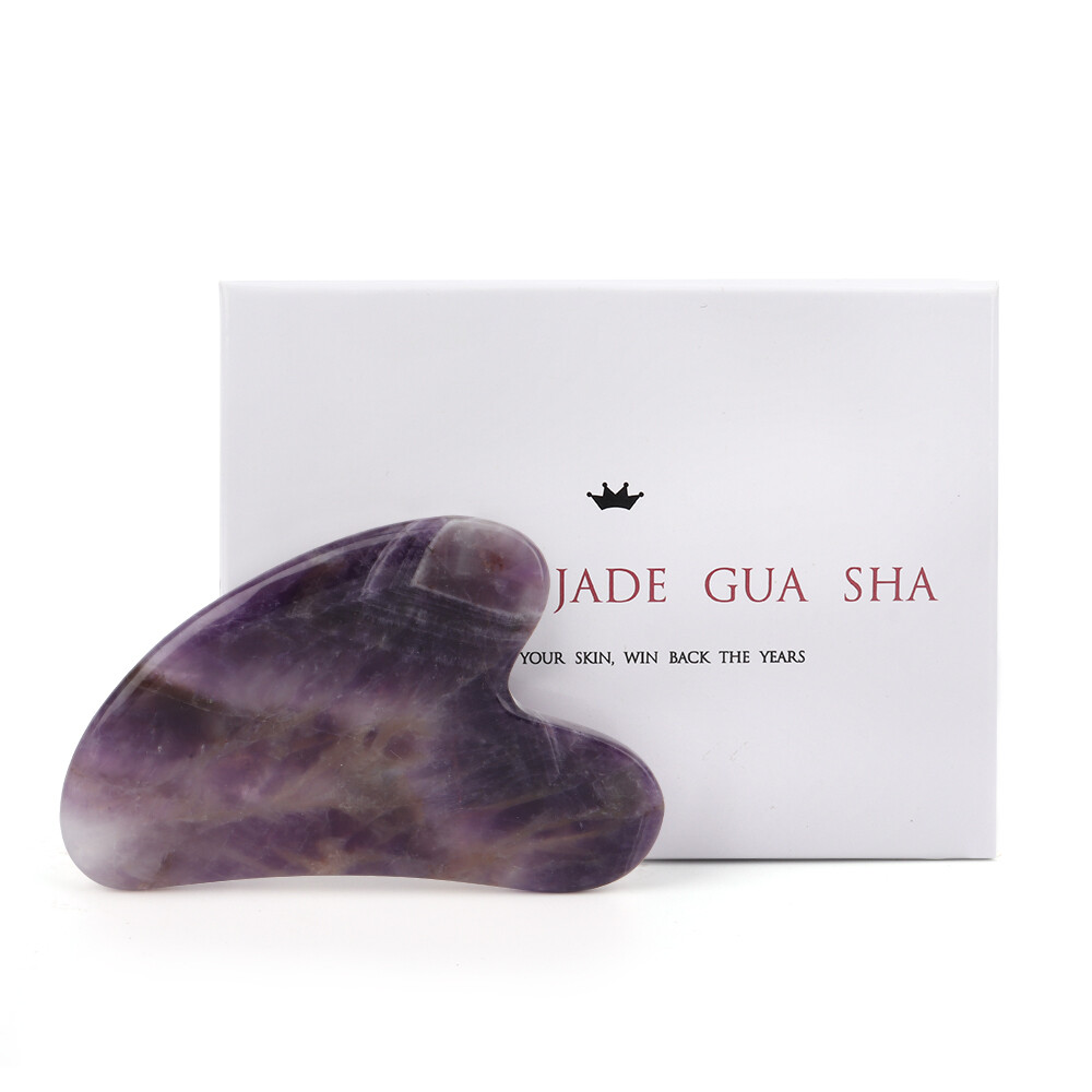 Gua Sha Scraping Massage Tool Amethyst Facial Massager Natural Anti-Aging Face Body Guasha Stone Board Premium Purple Gua Sha