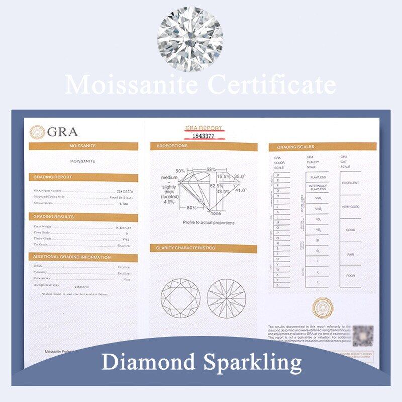 2ct Moissanite Engagement Rings For Women Round Cut D Color VVS1 Moissanite Diamond Rings With