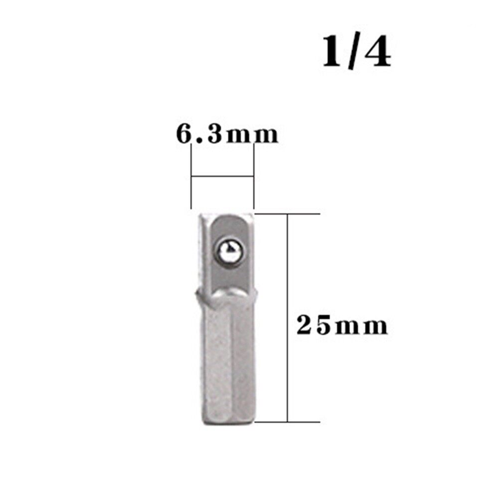 1/4" Socket Adapter Adapter Chrome Vanadium Steel Driver For Impact Driver Hex Shank To Square Socket Extension