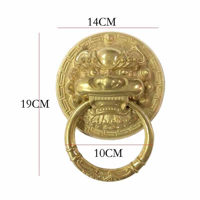1Pcs Vintage Brass Die Casting Lion Head Door Knocker Door Handle Solid Wood\Glass Villa Courtyard Gate Ring Door Knob
