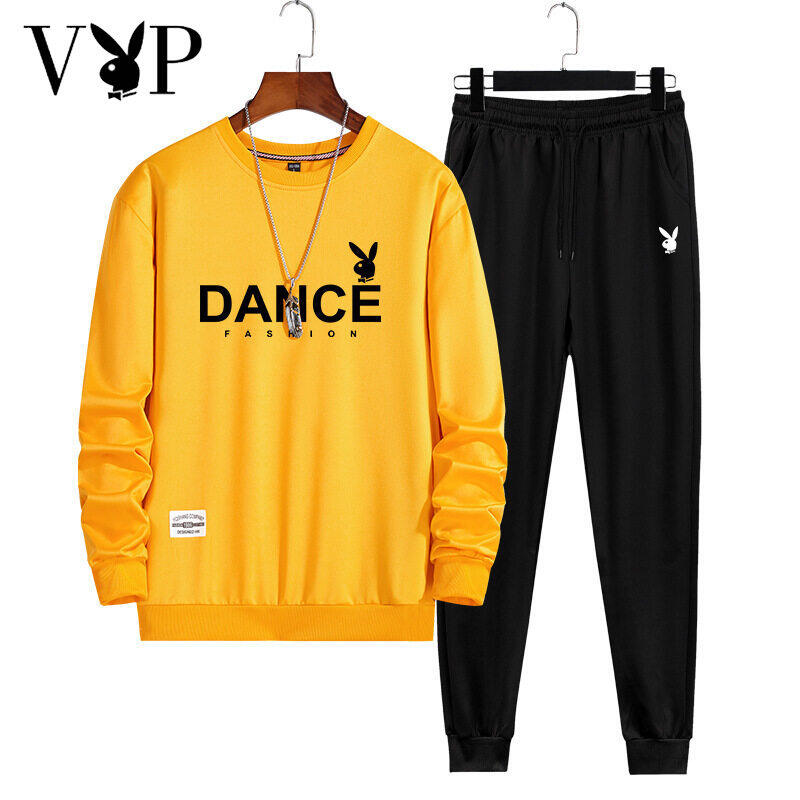 PLAY BOY Bộ Áo Len VIP Bộ Hai Mảnh Cổ Tròn Thể Thao Thường Ngày Giả Cotton