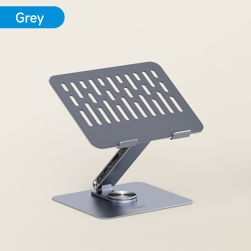 Hagibis 360 Rotation Adjustable Aluminum Laptop Stand For Desk With USB C Dock 8 Port 4k HDMI
