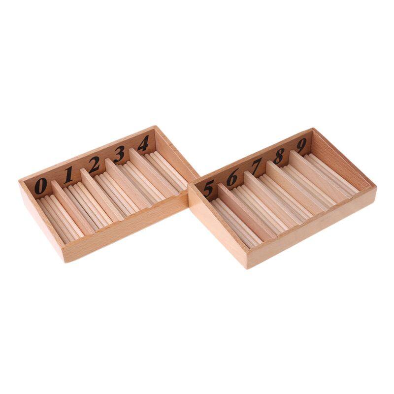 【Micheer】Montessori Wooden Spindle Box 45 Spindles Mathematics Counting Educational Toy