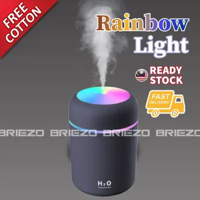 BRIEZOMALL Ultrasonic Turning Color Cup Humidifier USB Diffuser for Aroma in Home Office Car with Rainbow Light LED