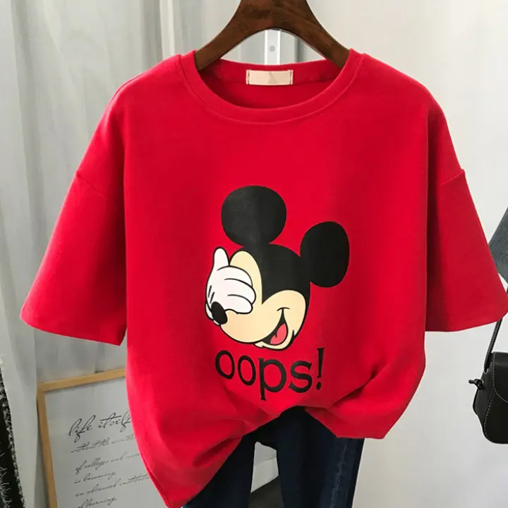 Pakaian Wanita Lengan Pendek Kaus Panjang Sedang Longgar Kartun Lengan Setengah Musim Panas 2021 Lazada Indonesia