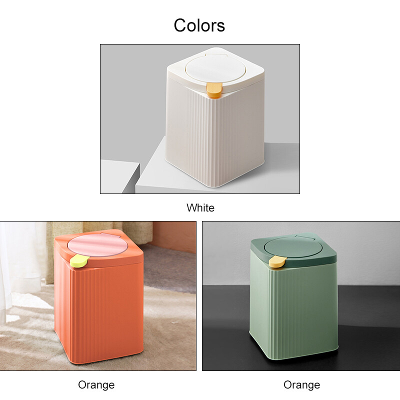 trash bin Trash bins in the kitchen, living room, plastic bins, solid, durable, plastic bins. Press bin with lid, double thick desktop waste bin for home use with lid, bedroom paper basket.
