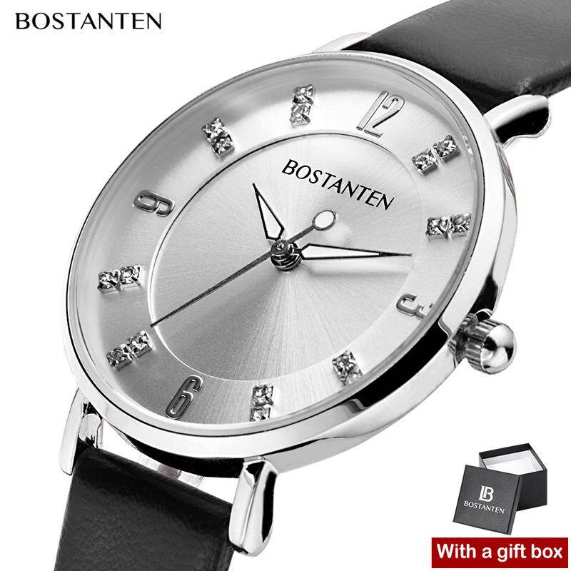 Bostanten Fashion Leather Watch for women Gem Dial Womens watches