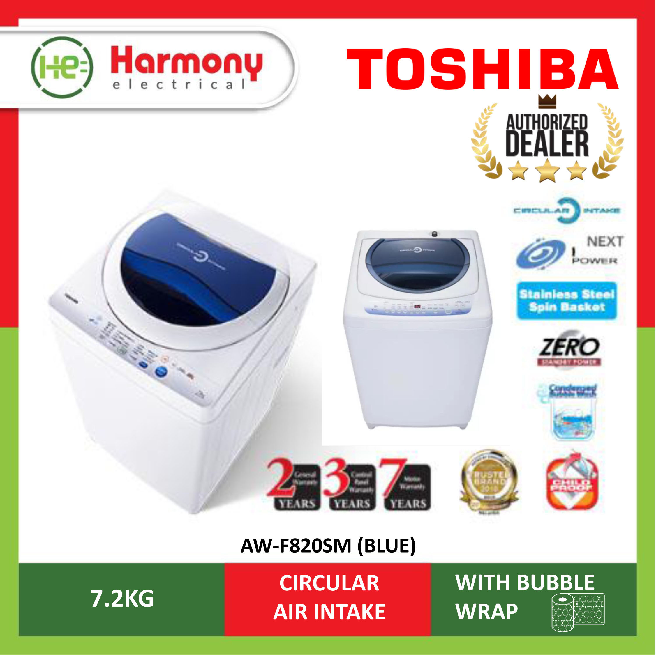 toshiba washing machine 7.2 kg