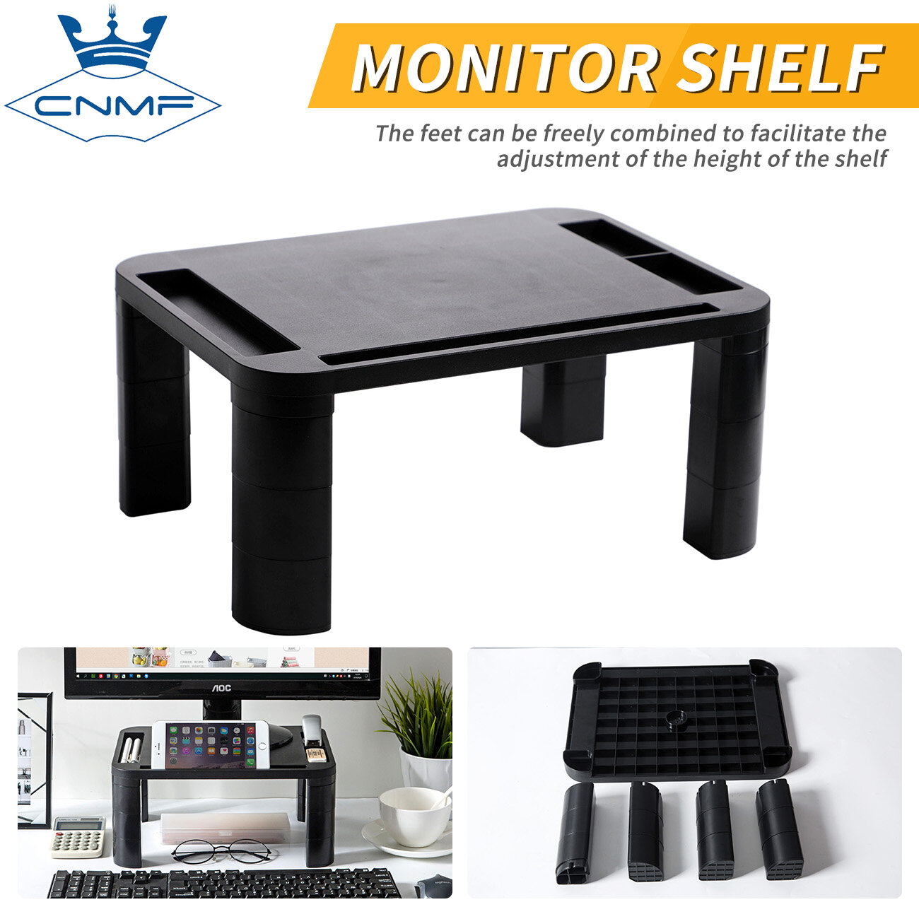 CNMF 1pcs Adjustable Computer Shelf Screen Base TV Monitor Stand Desktop Organizer