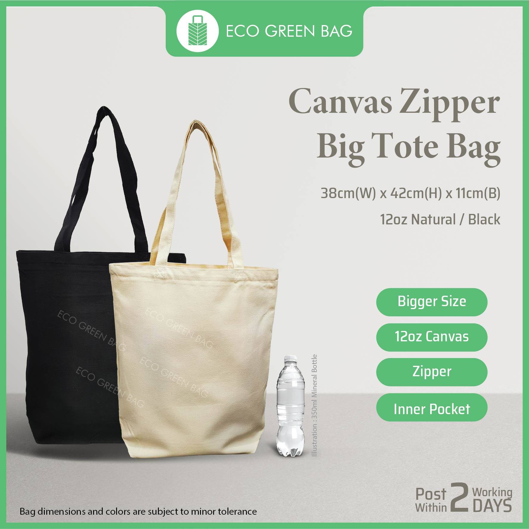Shopping Bag Tote Bag Canvas With Zipper 72 Ct Heavy Canvas