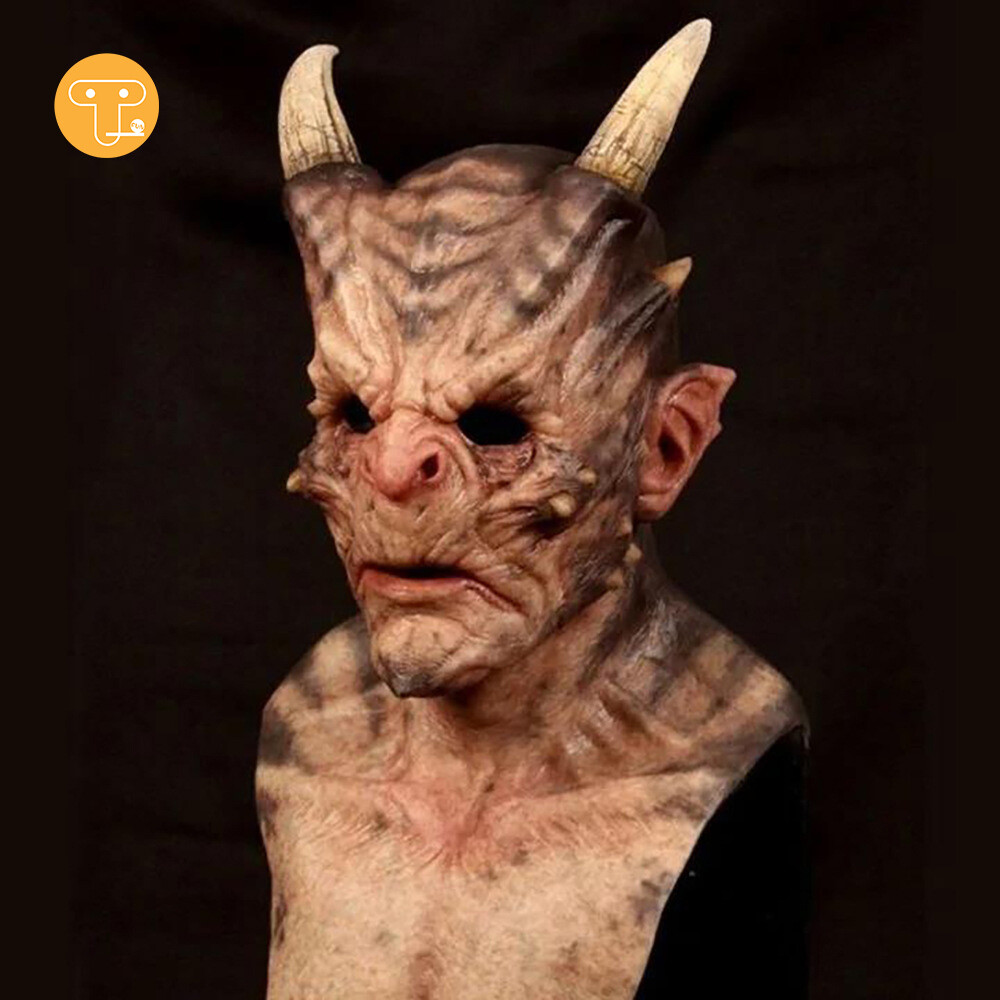 Monkey Fun Bull Demon Headgear Halloween Horror Mask Tricky Funny Bull Demon King Horns Scary Mask Performance Props Party Supplies