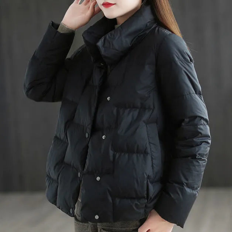 Down Jacket Women 2022 Winter New Stand Collar Cotton Jacket Women's Short Winter Korean Version Loose Cotton Jacket Light Cotton Jacket Women's Warm Jacket