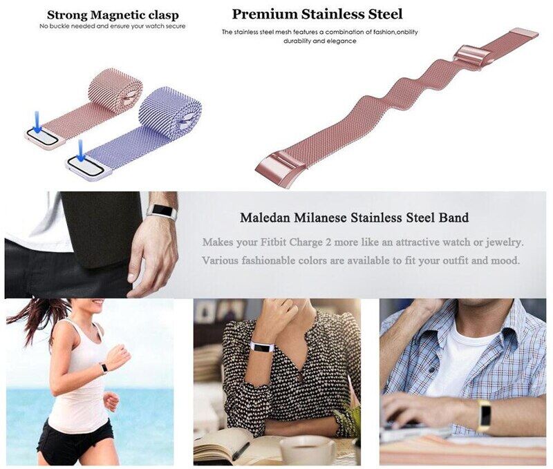 Milanese Loop Band for Fitbit Charge 3 Replacement Bracelet Stainless Steel Strap for Fitbit Charge 2 3 Charge 4 Smart Watch Accessories Wristband