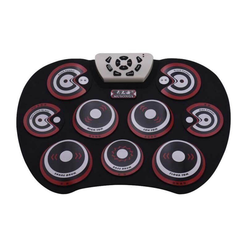 Electronic Drum Pad USB Cable Foldable Roll Up Digital Drum Set with Drumsticks Double Foot Pedals Percussion Instrument Drumpad for Kids Beginners Professionals