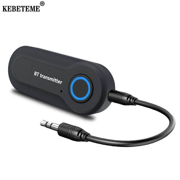 KEBETEME Wireless Bluetooth USB Audio Transmitter Stereo Car Kit Adapter Mini 3.5mm Aux Audio Music Transmission Dongle For Car Home DVD PC Phones Notebook Speaker Headphone
