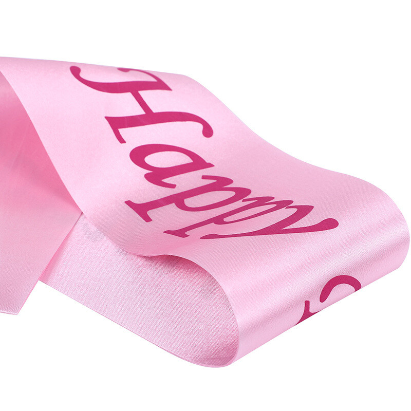 งานเลี้ยงวันเกิดตกแต่ง Happy Birthday Girl Boy Etiquette เข็มขัดหมึกพิมพ์สายคาดไหล่ Able