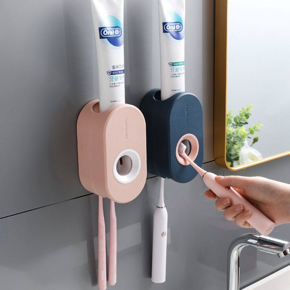 EO4MD Automatic Storage Organization Adhesive Bathroom Tools Bathroom Accessories Set Toothpaste Squeezer Toothbrush Holder Toothbrush Rack