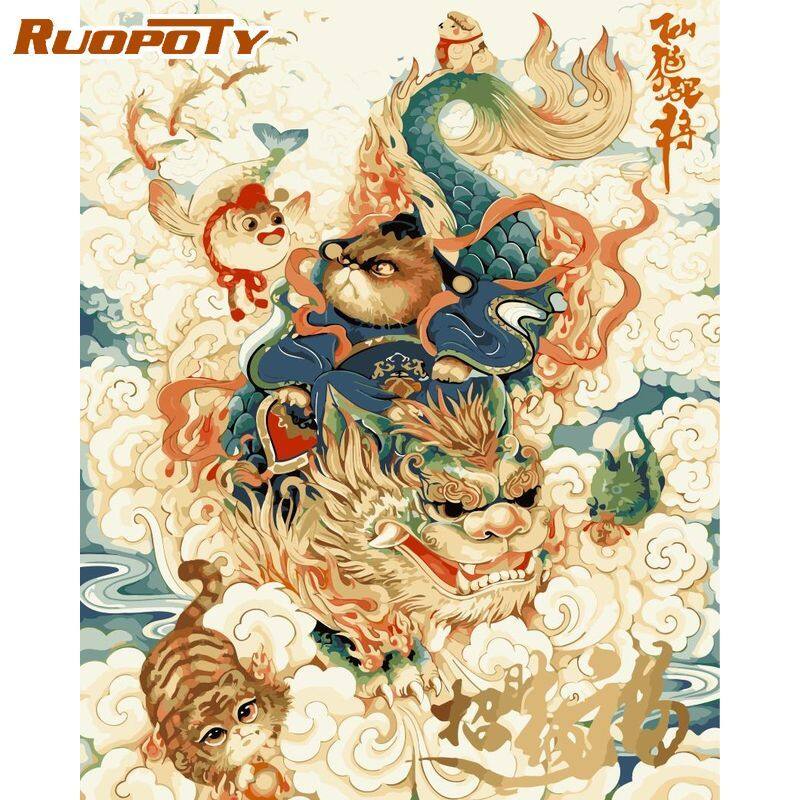 RUOPOTY Modern Diy Painting By Numbers 40x50cm Kit Illustration Flowers Coloring By Numbers Modern Handpainted For Kill Time