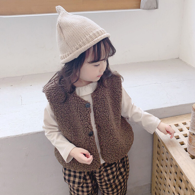 Smartingbabyฤดูหนาวใหม่สาวเกาหลีขนแกะหนาเสื้อกั๊กกันหนาว