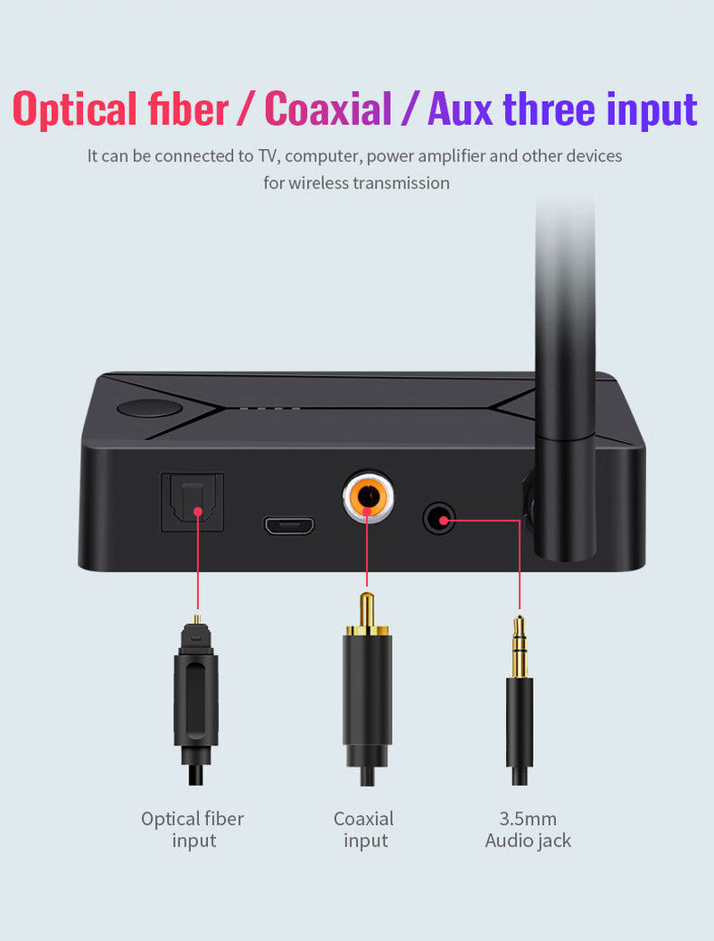 Bluetooth 5.0 Wireless Audio Bluetooth Transmitter Wireless Adapter 3.5Mm Coaxial Optical Fiber Input For TV PC Earphone Headset