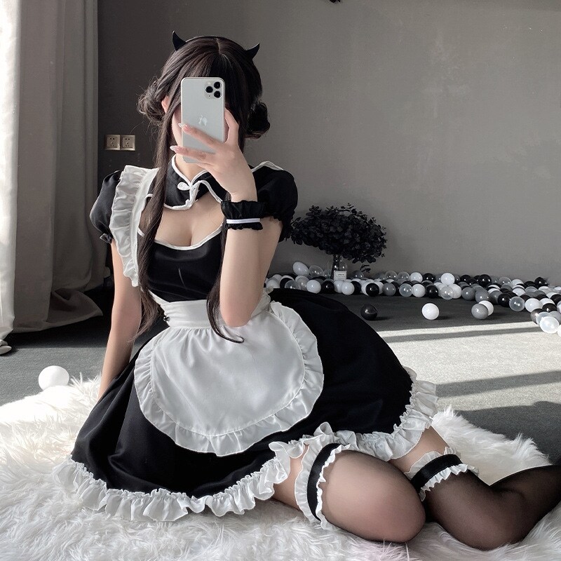 Chinese wind maid cosplay suit lovely lolita uniform dress traditional daily maid servant suits