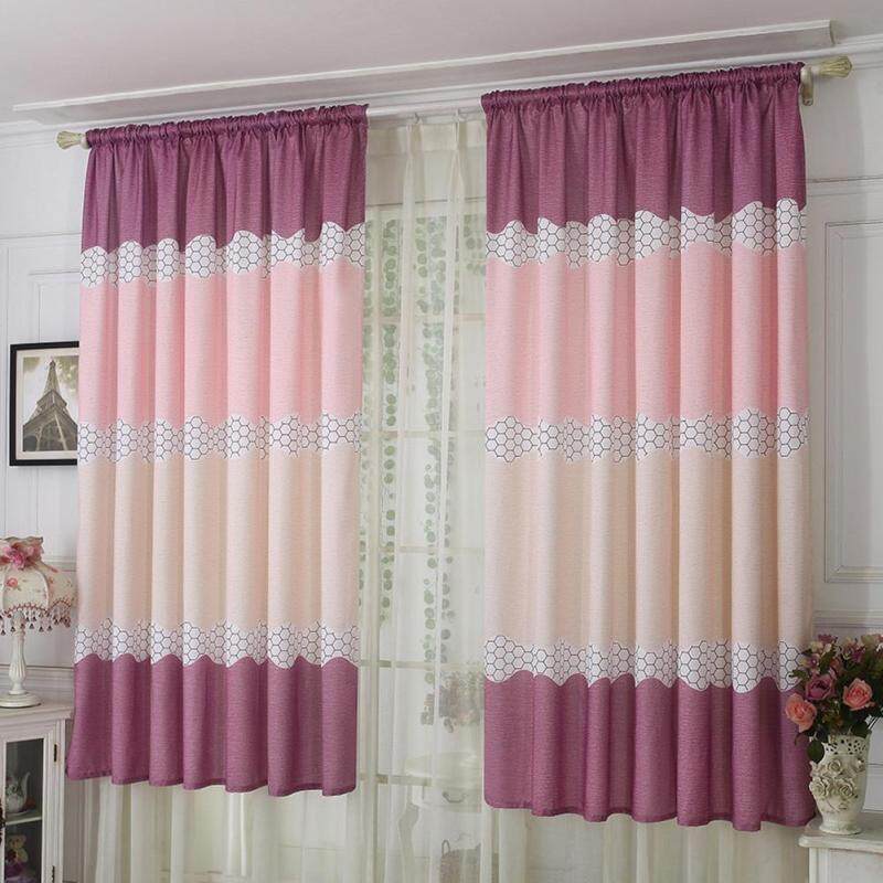 〔questionno〕Wide Strip Half Shading Curtain Bedroom Living Room Semi Blackout Purdah(READY STOCK & COD & LOW PRICE & HIGH QUALITY)
