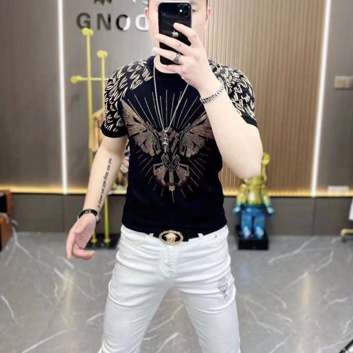 Sonix Áo phông dành cho nam mùa hè ngắn tay cao endfashion cánh in ôm vừa trẻ trung đa năng crewneck Áo sơ mi