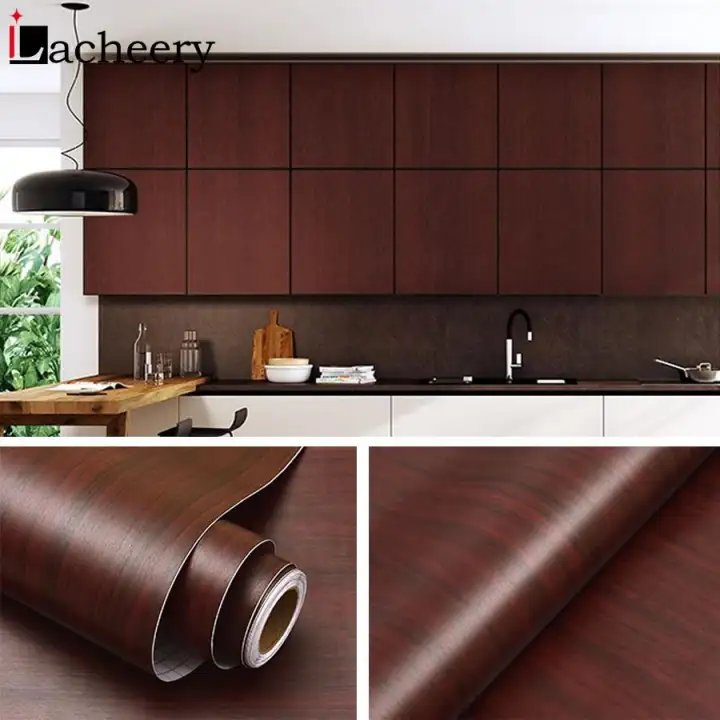 1m 2m Waterproof Wood Vinyl Wallpaper Roll Self Adhesive Contact