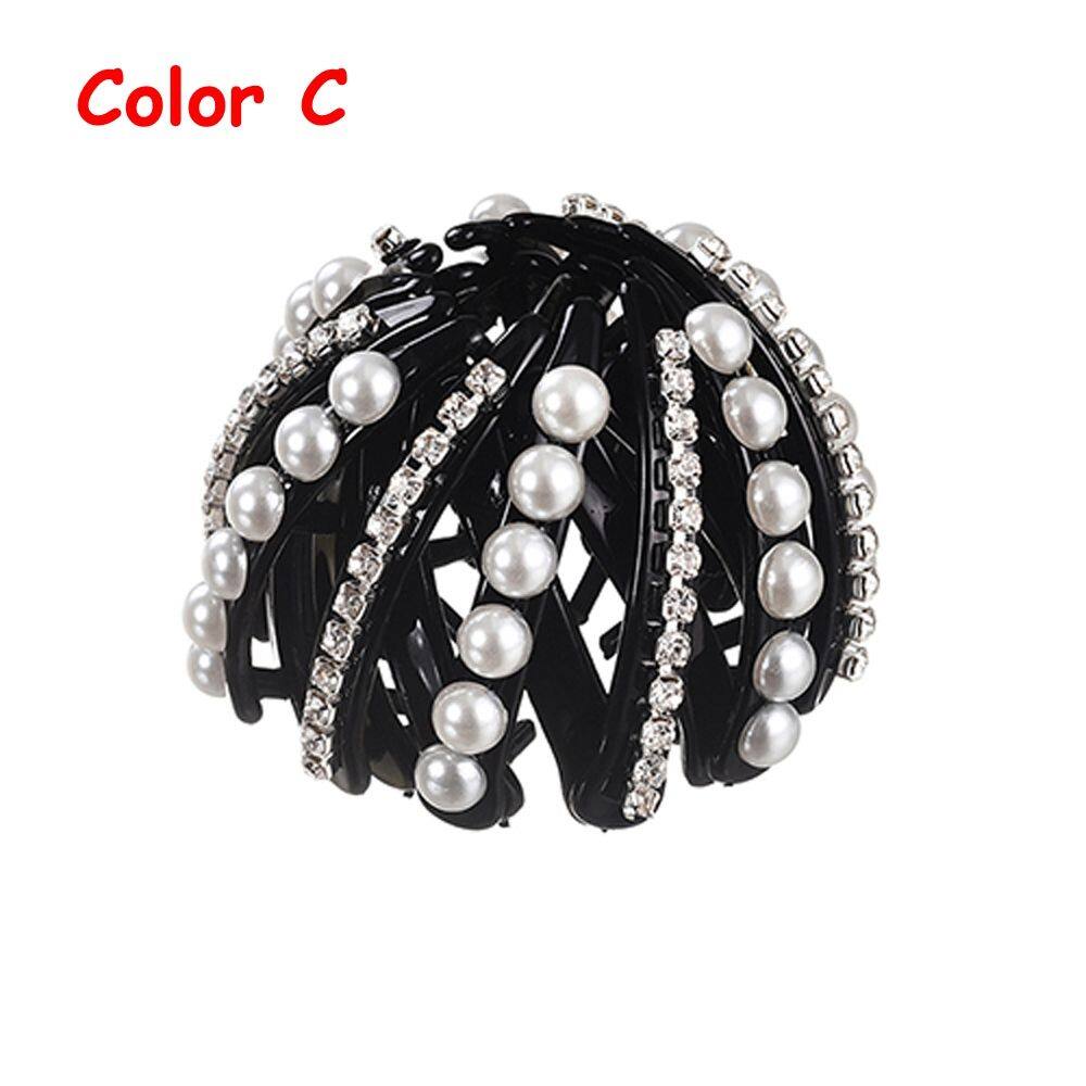 1PC Crystal Hair Bun Stylish Bird Nest Expanding Bun Maker Hair Claw Women Crystal Ponytail Clamps Hairpins Girl Hair Accessories