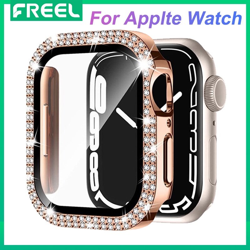 Ốp Đồng Hồ Kim Cương Có Miếng Bảo Vệ Màn Hình Cho Apple Watch Series 8 7