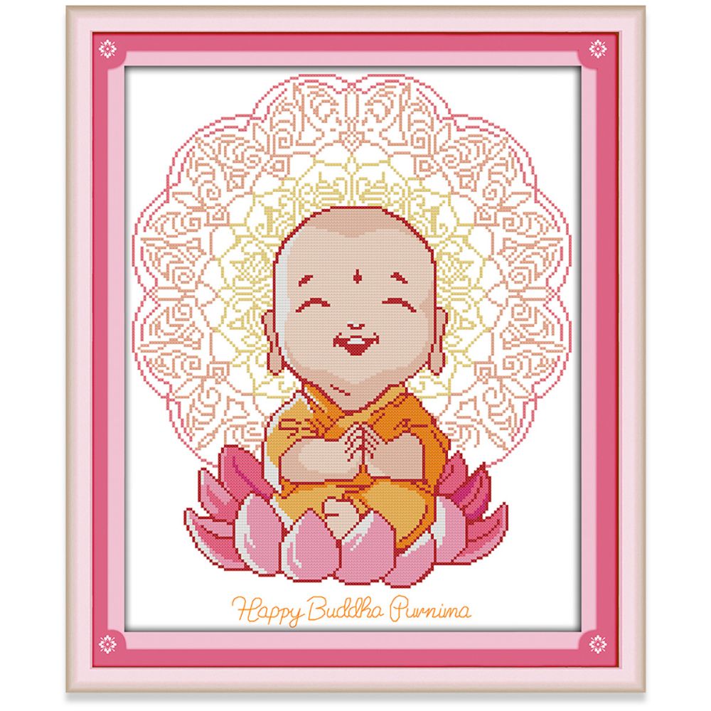 Cross Stitch Set Kit with Monk Buddhism Pattern Unprinted/Printed Counted/Stamped Fabric 14/11CT