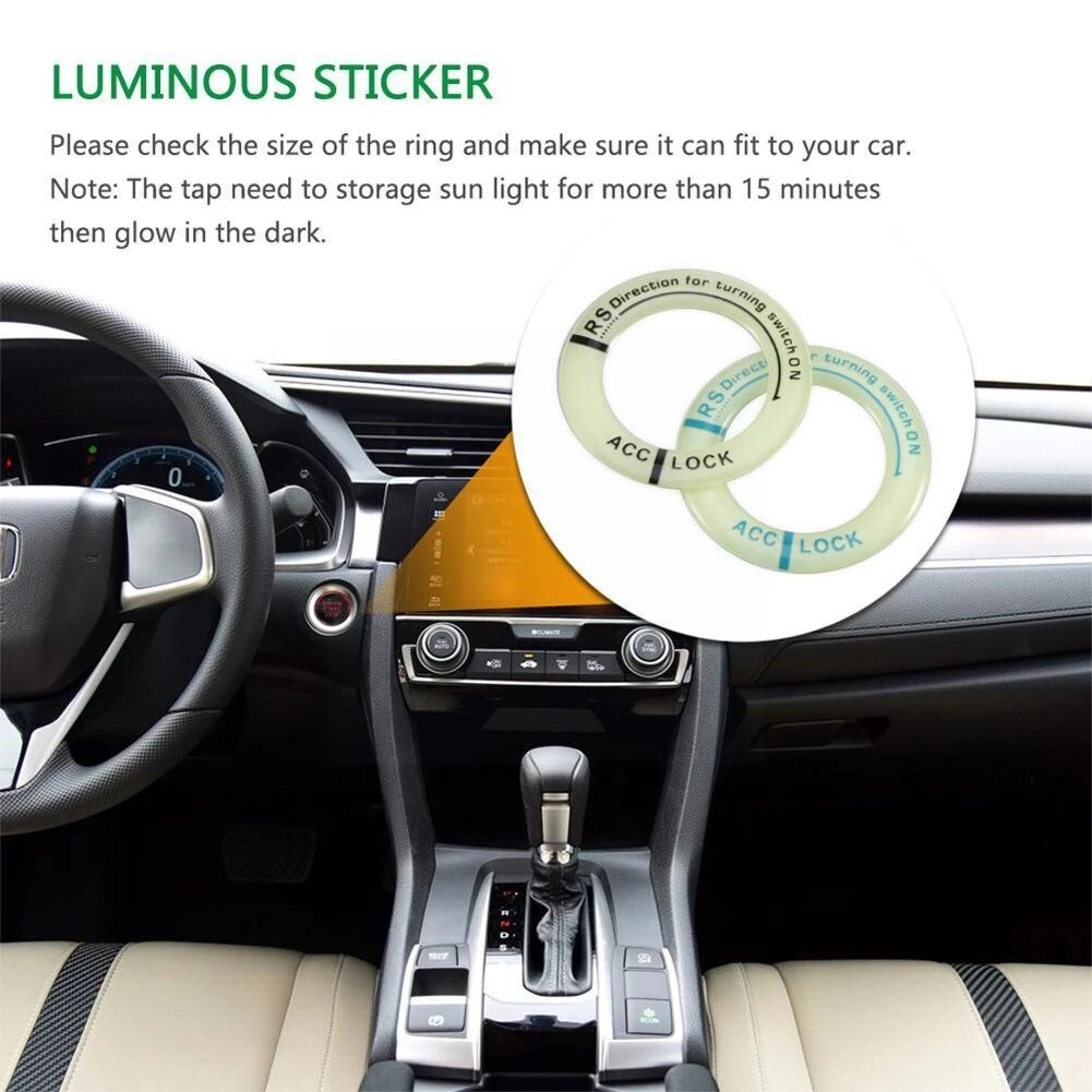 Công tắc Đề khởi động xe ô tô trang trí dạ quang sticker cho xe máy tự động/xe nút bắt đầu 3D huỳnh quang Vòng tròn trang trí/phổ phụ kiện ô tô