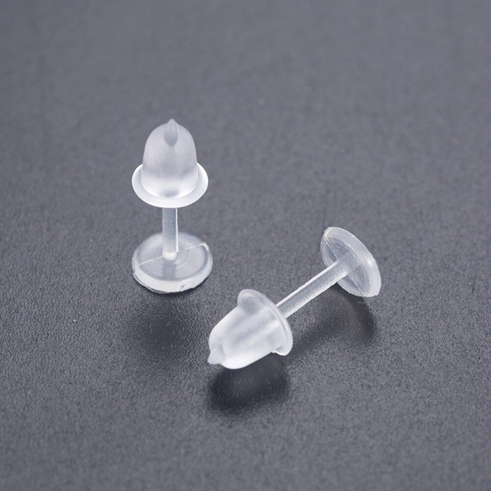 Set 25 cặp/ 50 chốt xỏ khuyên tai nhựa trong suốt không gây dị ứng, hàng có sẵn