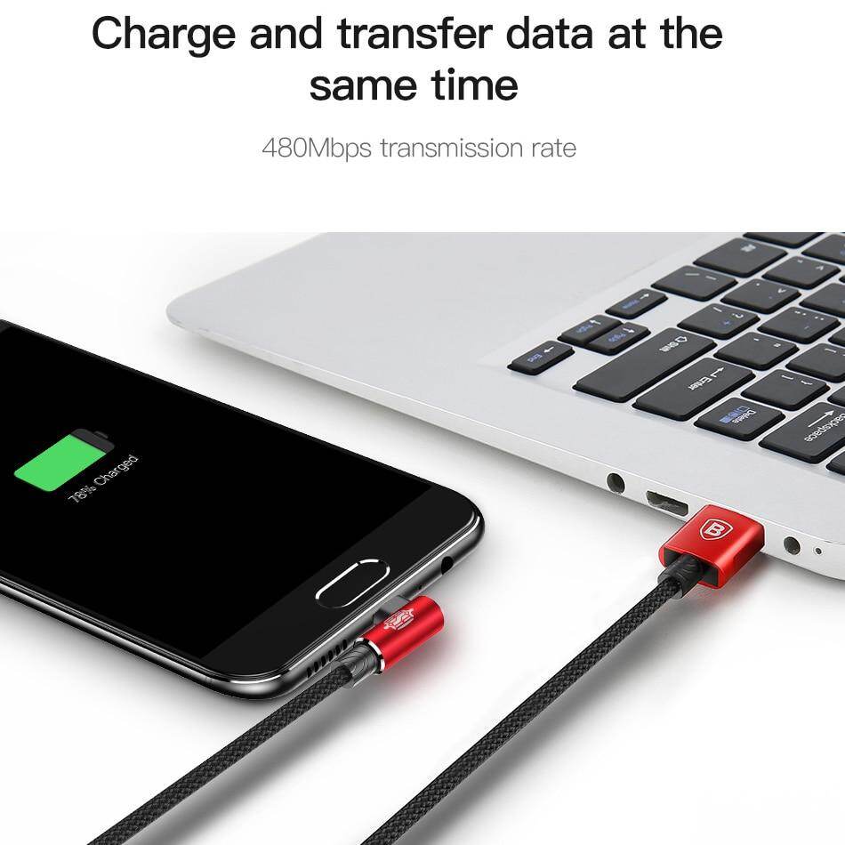 Baseus Cáp micro USB 1M / 2Meter 90 độ Cáp sạc nhanh Micpyb cho Samsung Xiaomi Android